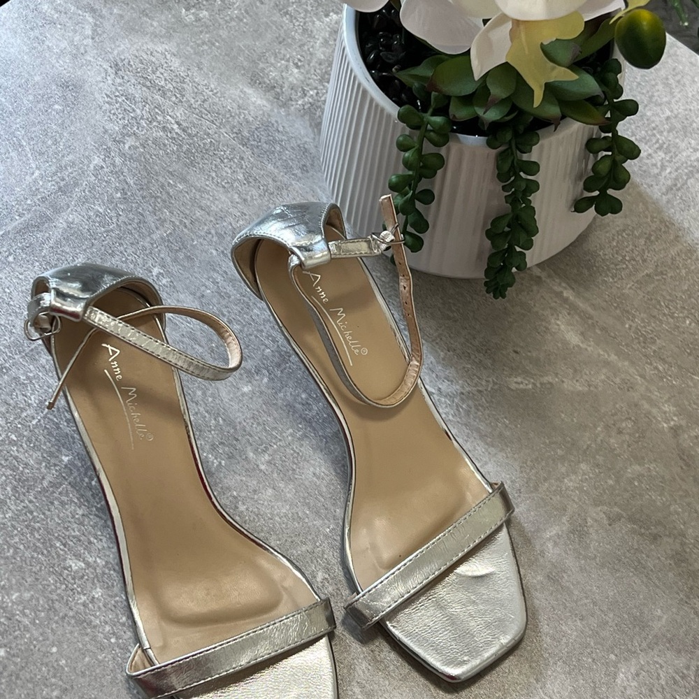 Anne Michelle Silver Strappy Heels